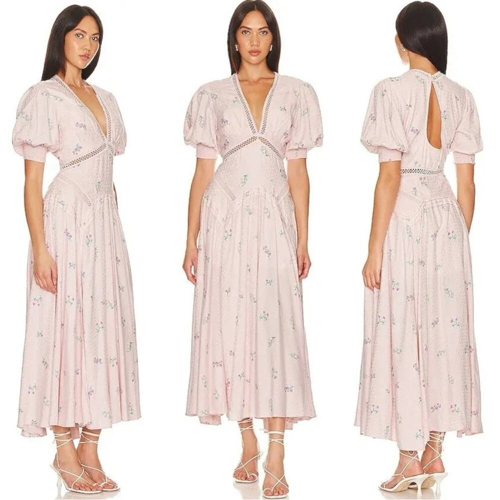 Free People Ethereal Dainty Still In Love Maxi Dress Pink Floral Cottage Medium - Picture 6 of 16